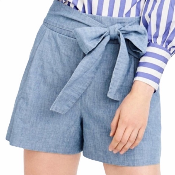 J.crew Tie-waist short in chambray - Picture 2 of 7